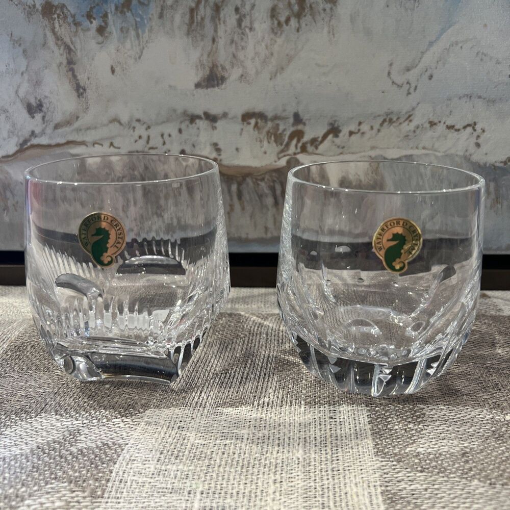 Waterford Mixology Argon Talon Clear Crystal Set Of 2 Tumblers DOF Glasses New